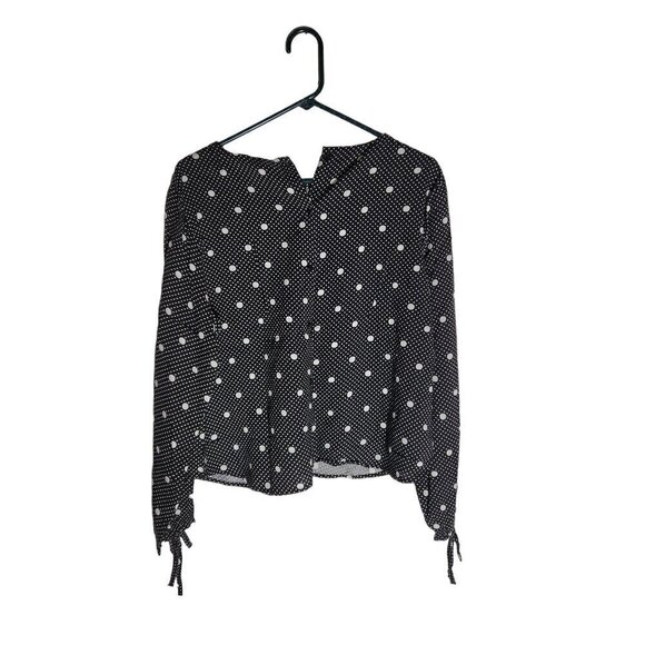 Divided by H&M Polka Dot Long Sleeve Blouse Black 14 - Picture 2 of 4